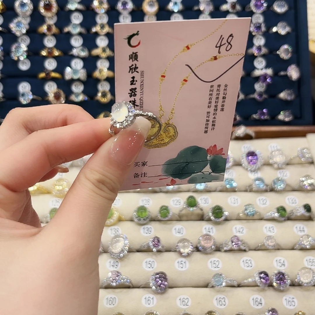 蛇纹石玉银S925镶嵌女款B****y48