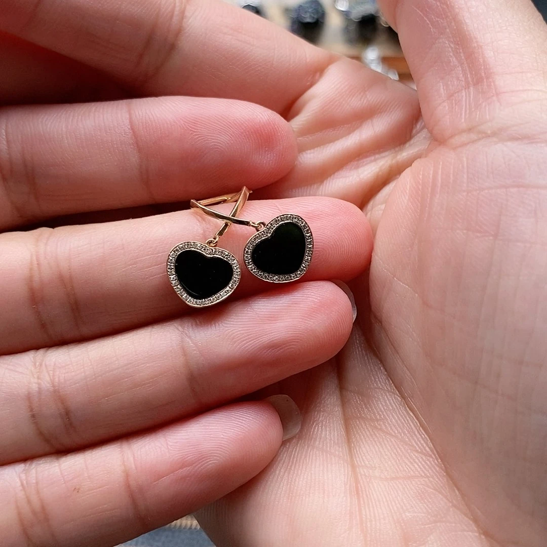 翡翠耳饰18K金镶嵌天然缅甸翡翠