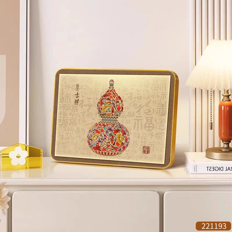 葫芦桌面摆画中古风福禄挂画客厅电视柜装饰画乔迁新居斗柜小摆台