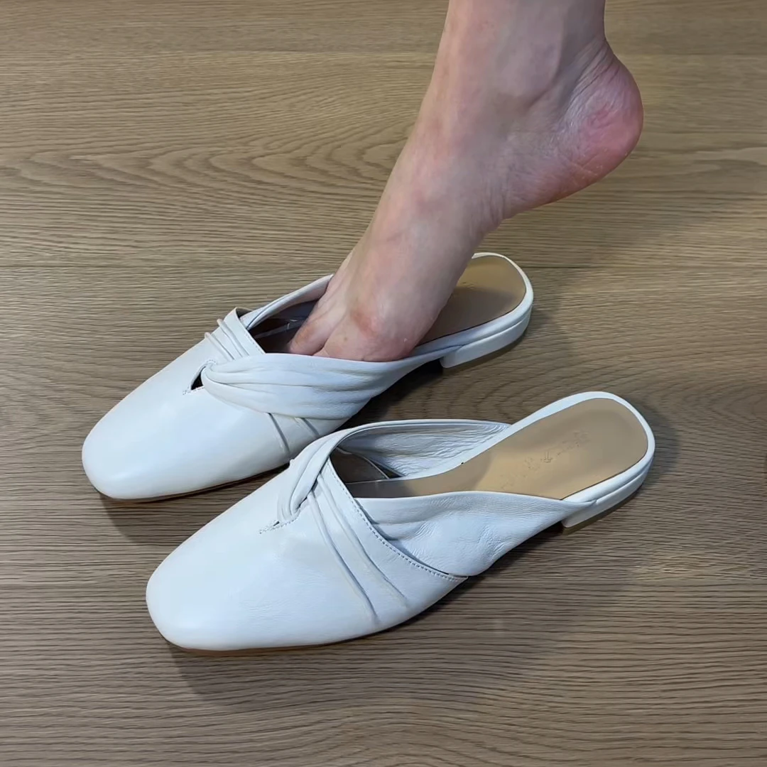 拖鞋2025新款头层绵羊皮柔软舒服懒人拖坡跟气质甜美凉拖女款