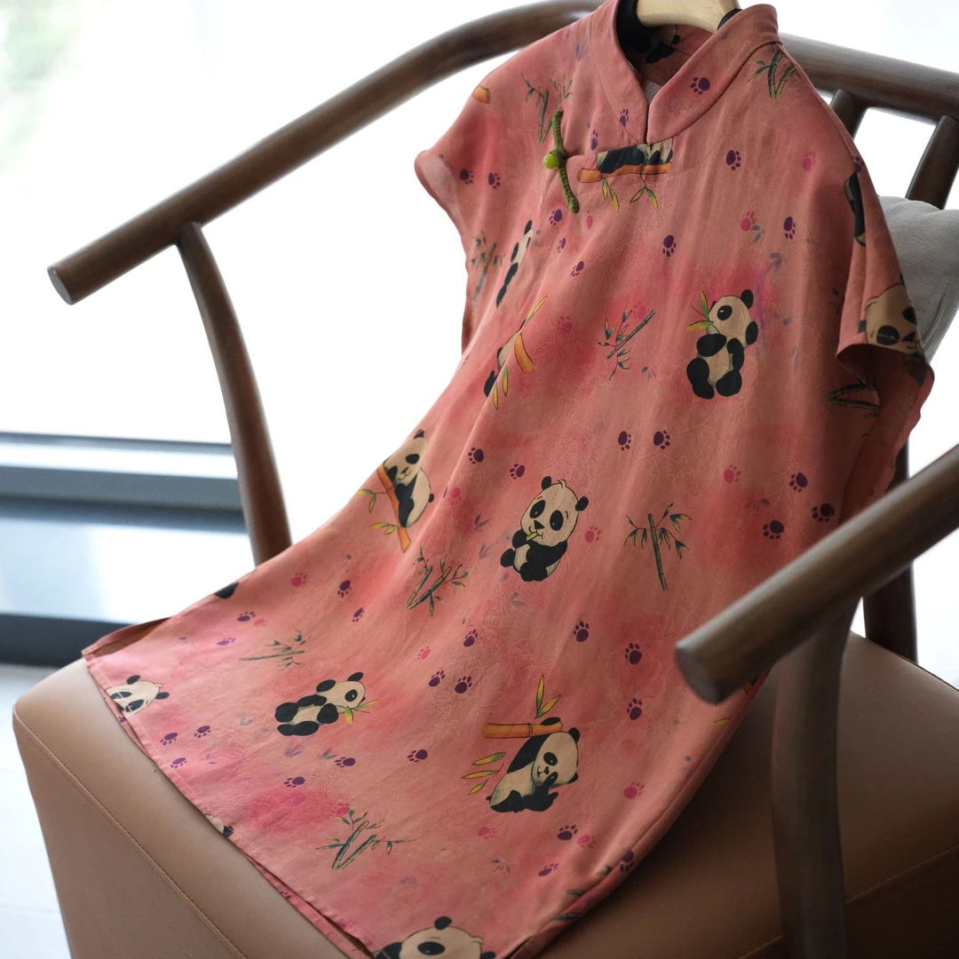 『若竹』新中式桑蚕丝国风宽松气质短袖DHSQ4695