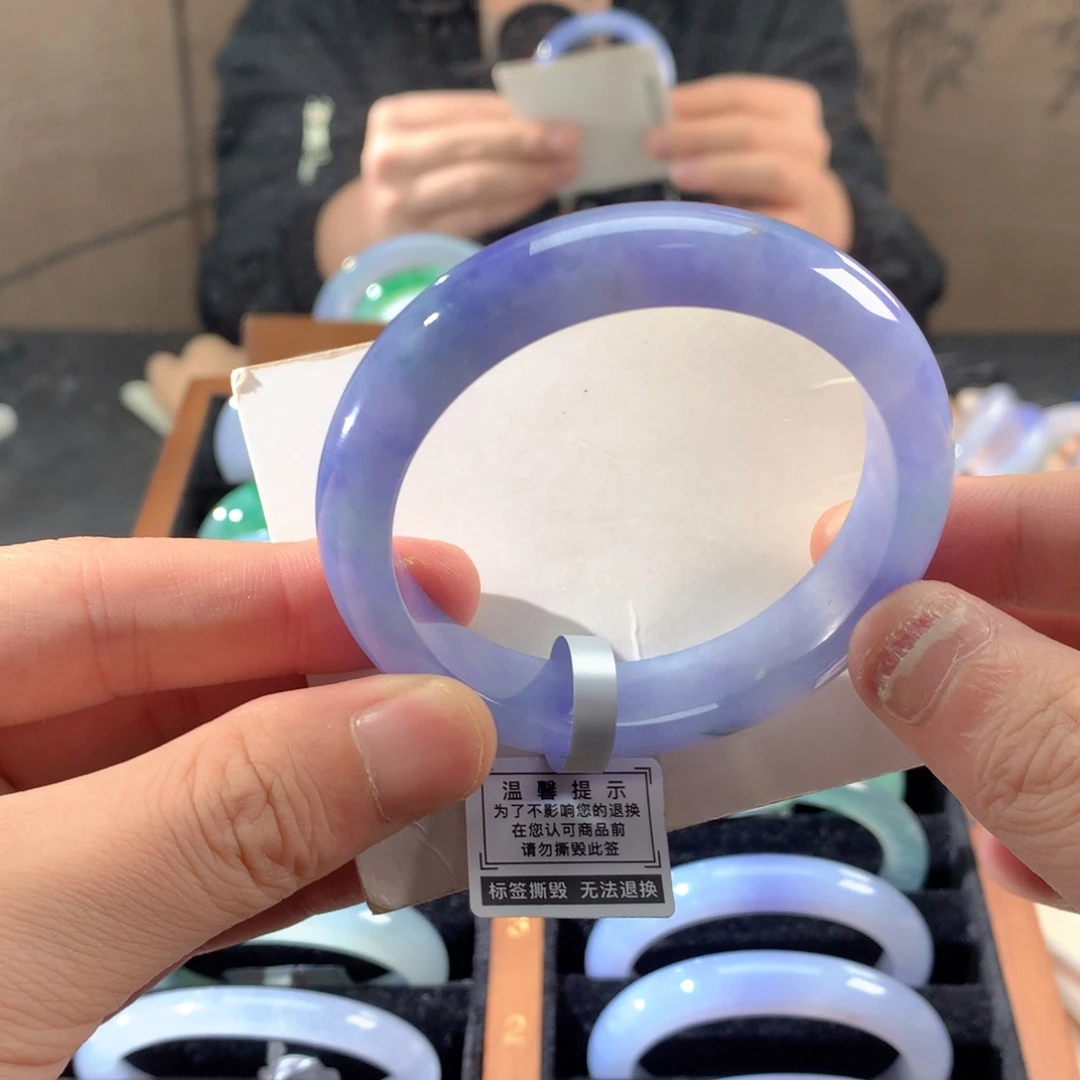 翡翠未镶嵌手镯紫罗兰正圈