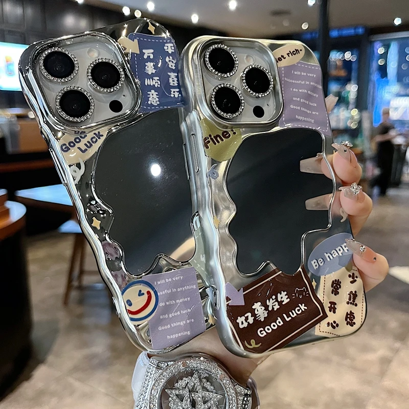 适用苹果系列iPhone16新款手机壳时尚好事发生半包透气大孔镜面