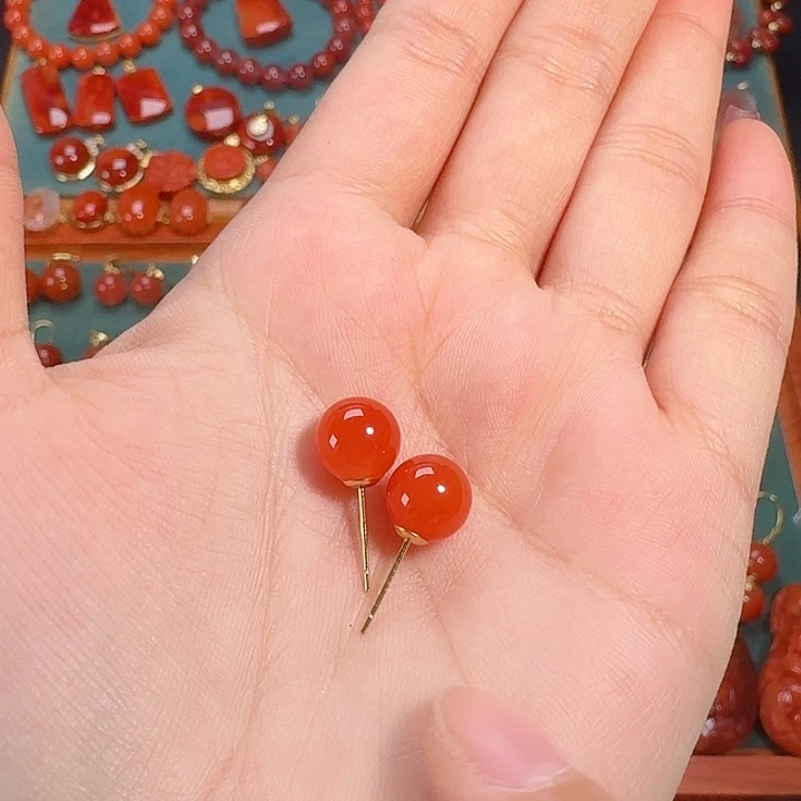 南红玛瑙银S925镶嵌8+