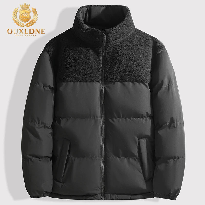 OUXLDNE 男士立领棉服双面穿外套大码男装面包服新款潮流保暖棉衣