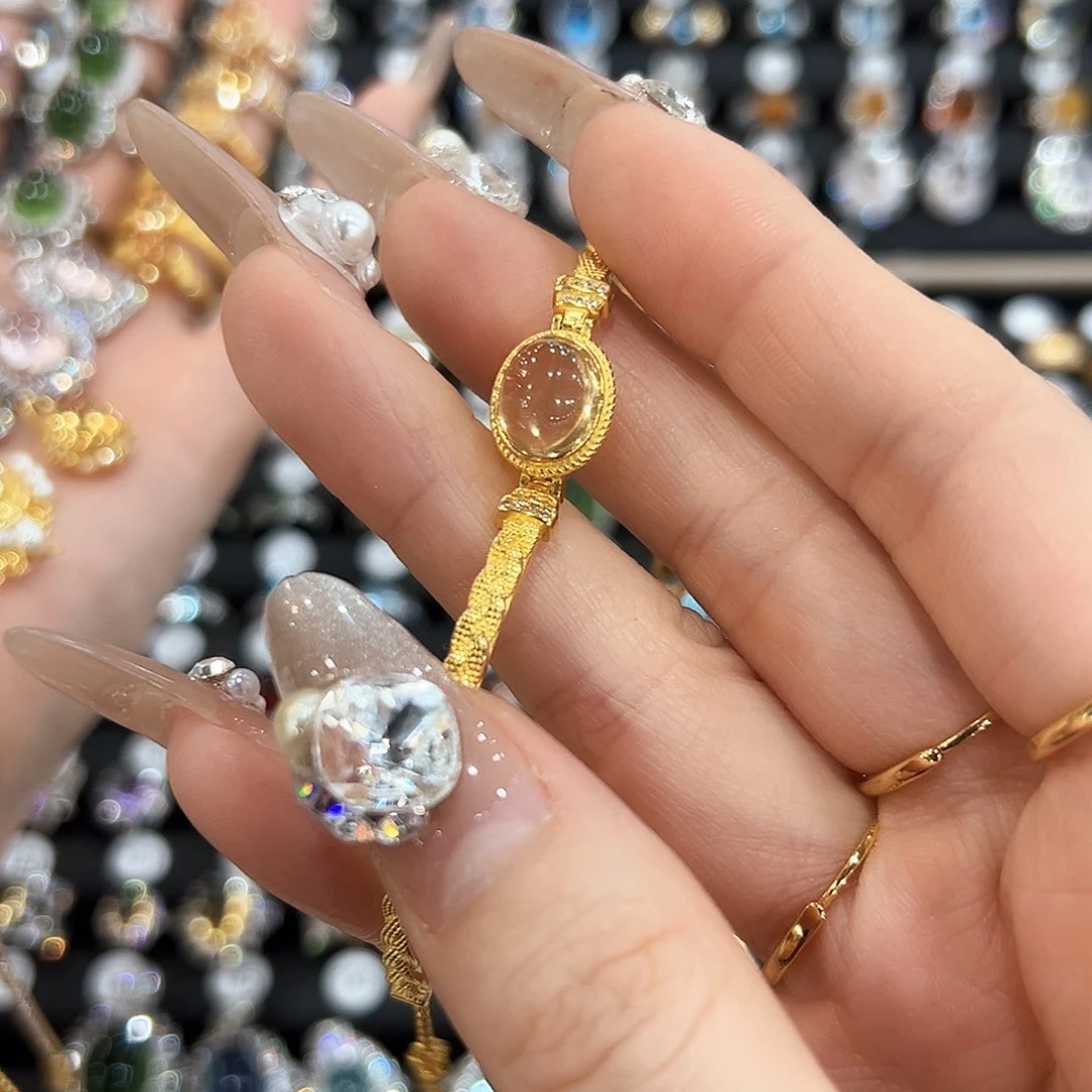水晶金色拖不保色介意慎拍银托不掉色银S925镶嵌屁****它