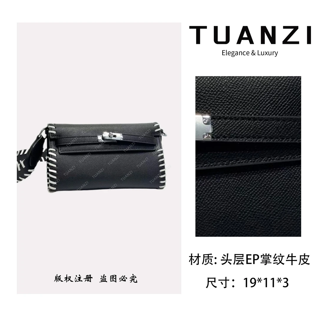 TUANZI【KellyTogo】大＆马秋冬新款EP掌纹牛皮女包 XKY-107-黑色