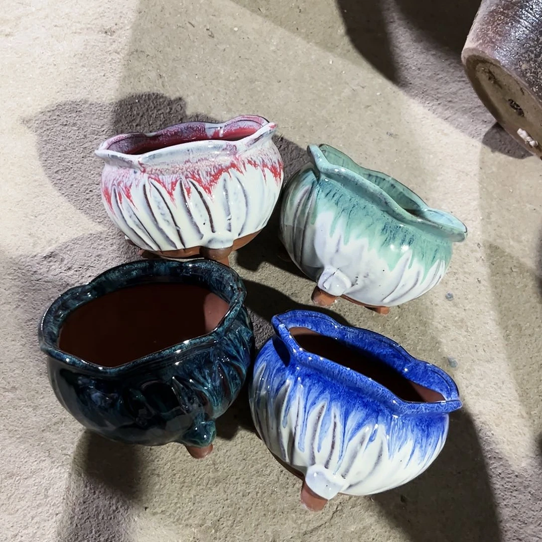 紫砂花盆花盆里的小