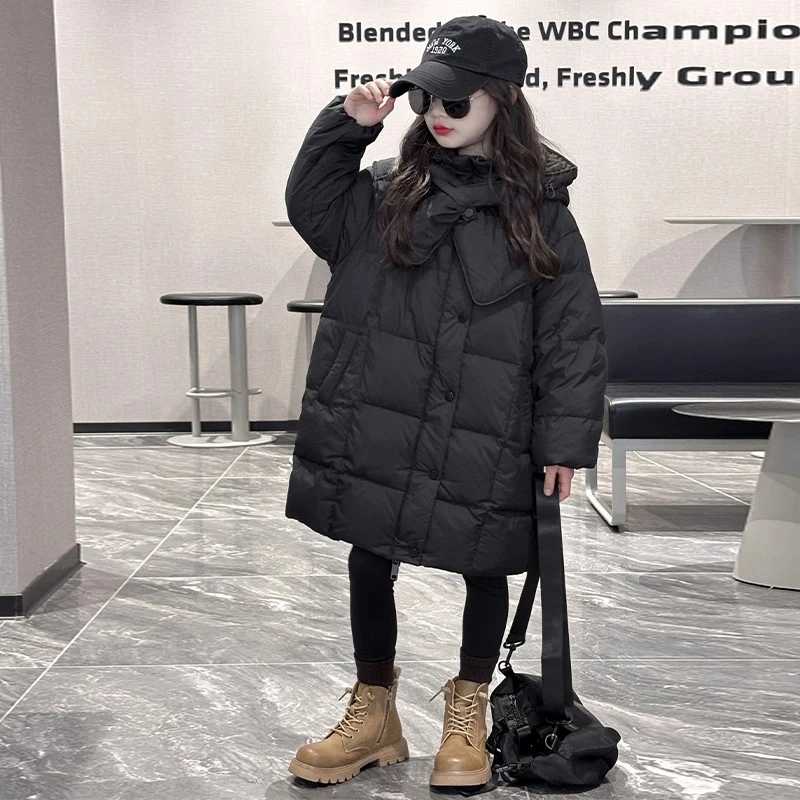 女童羽绒服冬装2025新款儿童白鸭绒外套女孩大童加厚中长款上衣潮