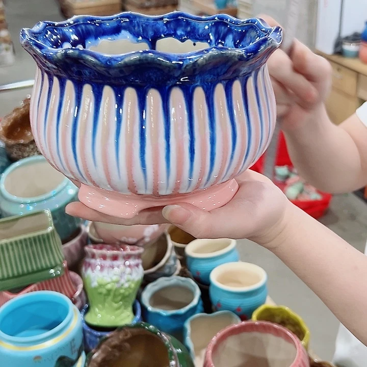 有孔.凑满10元发货多肉陶瓷花盆！