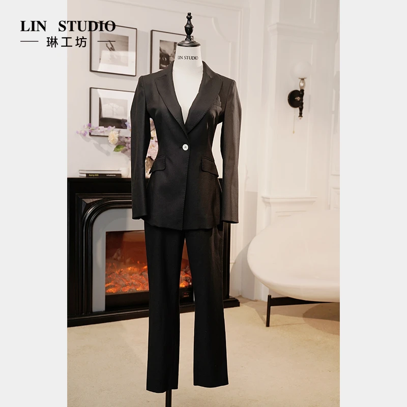 【特殊活动款 不支持退换 西服+裤子】琳工坊黑色套装唐琳设计师