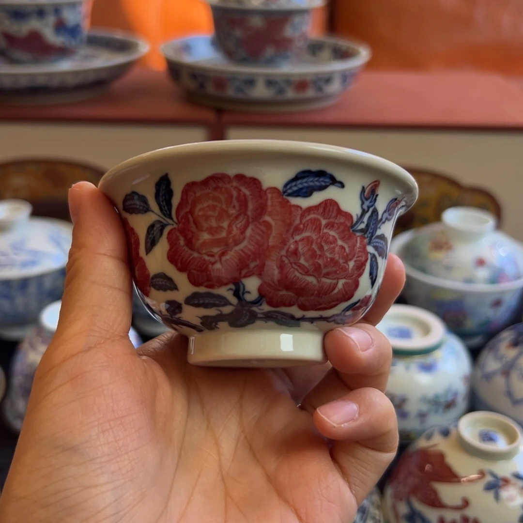 正绎堂釉里红月季花中号