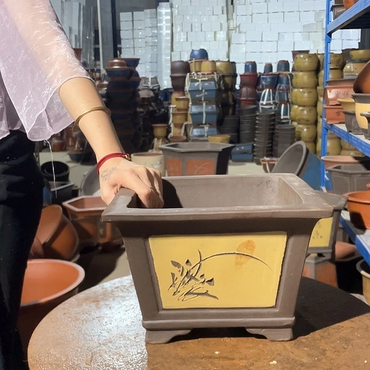 25黄色四方花盆花盆花盆