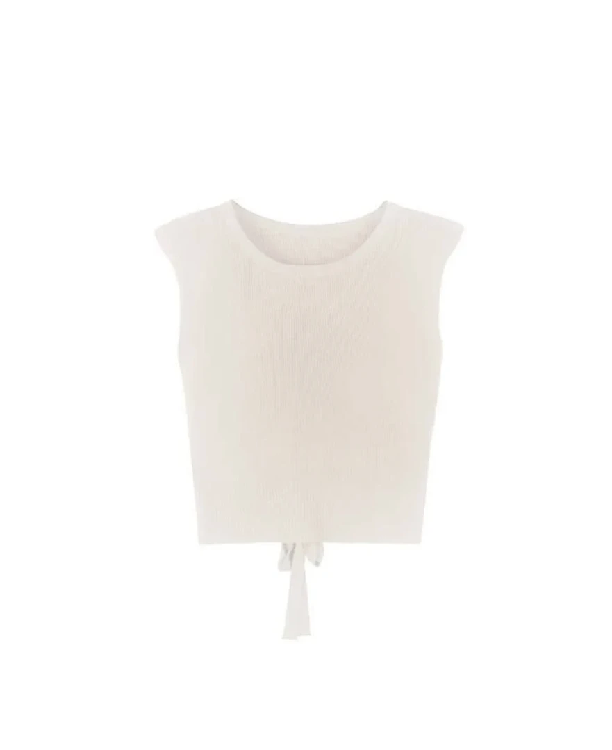 奕~26173#【韩系设计】韩系舒适时尚亚麻设计系带T恤