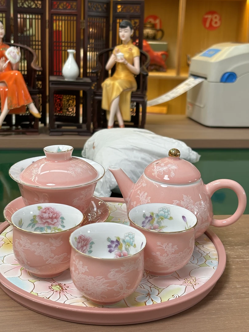 茶具泡茶壶锦上添花复古精致手工茶壶陶瓷茶壶家用泡茶专用茶杯