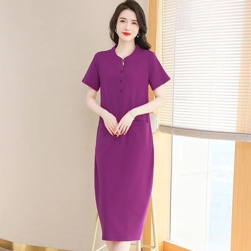 夏季棉短袖连衣裙