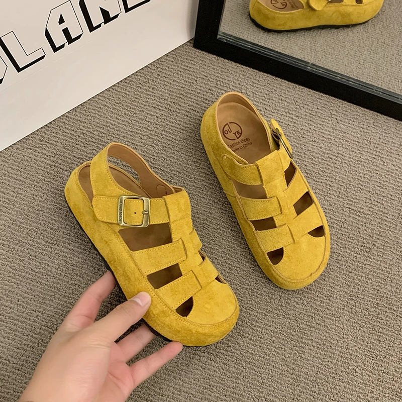 女大童包头凉鞋2025夏季儿童中大童公主鞋小女孩学生软底罗马凉鞋