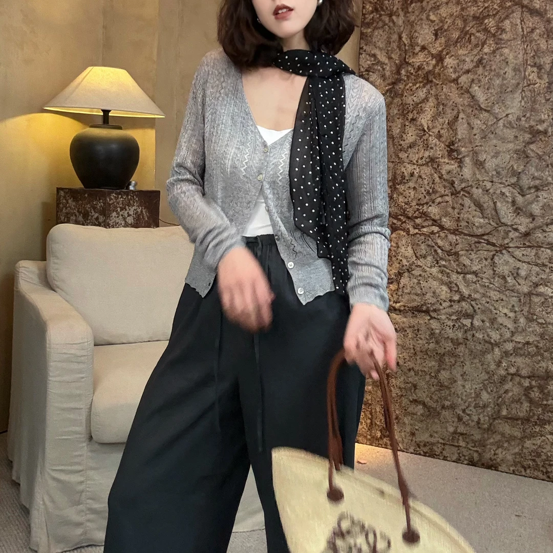 IMLINCONTE【带月敲门】桑蚕丝羊毛针织小开衫TS52ZZ303