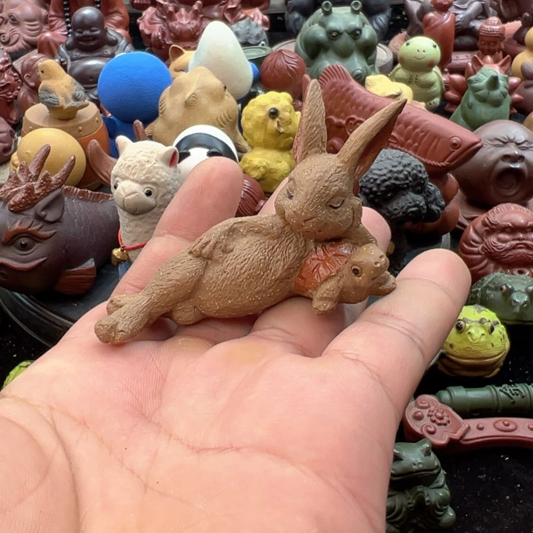 茶宠紫砂宜兴紫砂茶宠龟兔赛跑