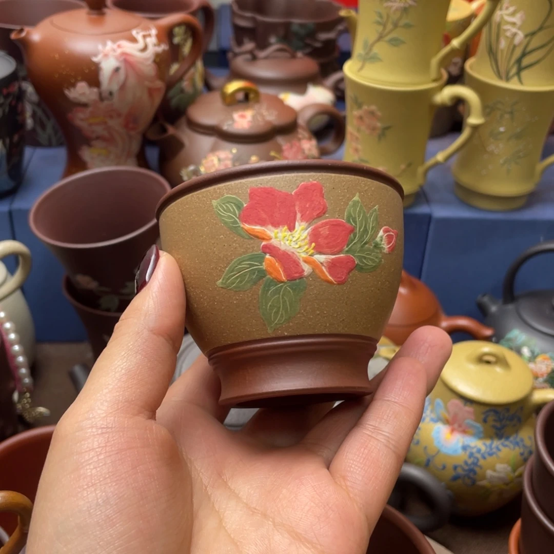 红泥茶杯紫砂主人杯120c