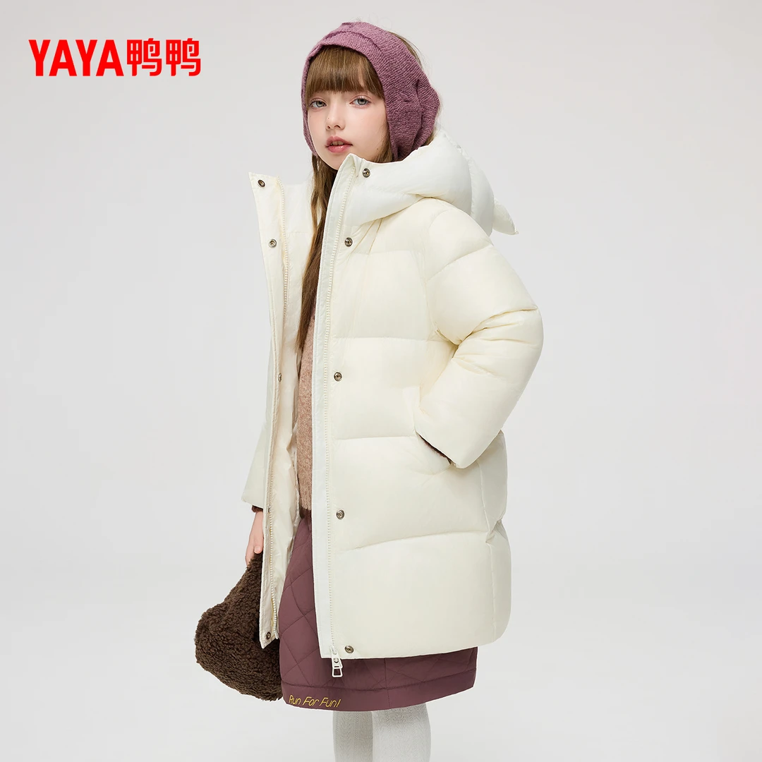 鸭鸭儿童羽绒服2025秋冬新品中大童长款加厚男女童保暖连帽外套