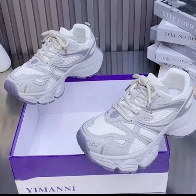 老爹鞋女2025年春夏季新款时尚百搭网面透气厚底增高休闲运动鞋潮