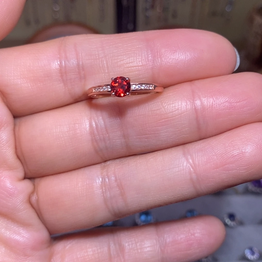 戒指银S925镶嵌石榴石1235