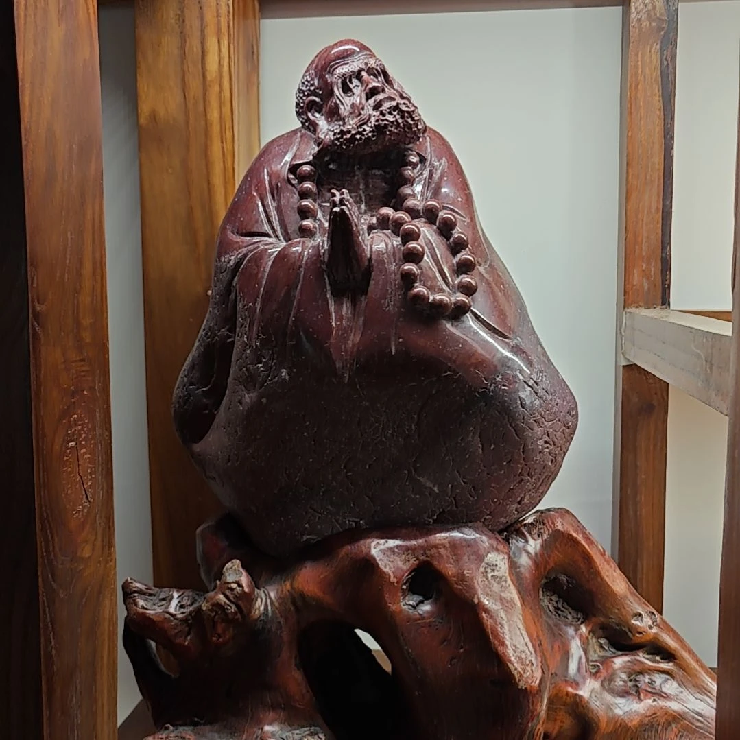 黄蜡石达摩摆件禅意