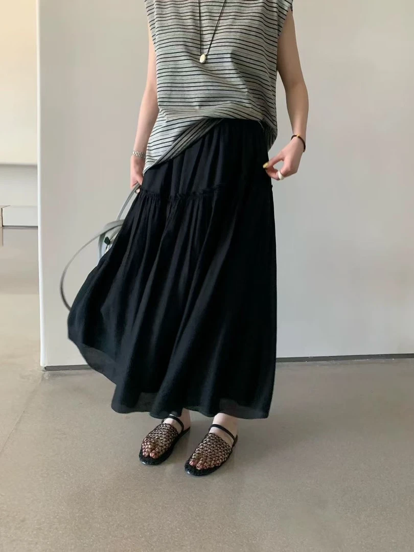 9019 U 韩版休闲中长款半身裙宽松大版长裙