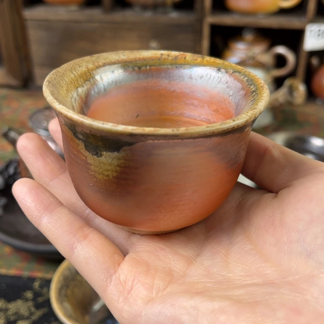 杯砍****烧柴烧茶器主人杯