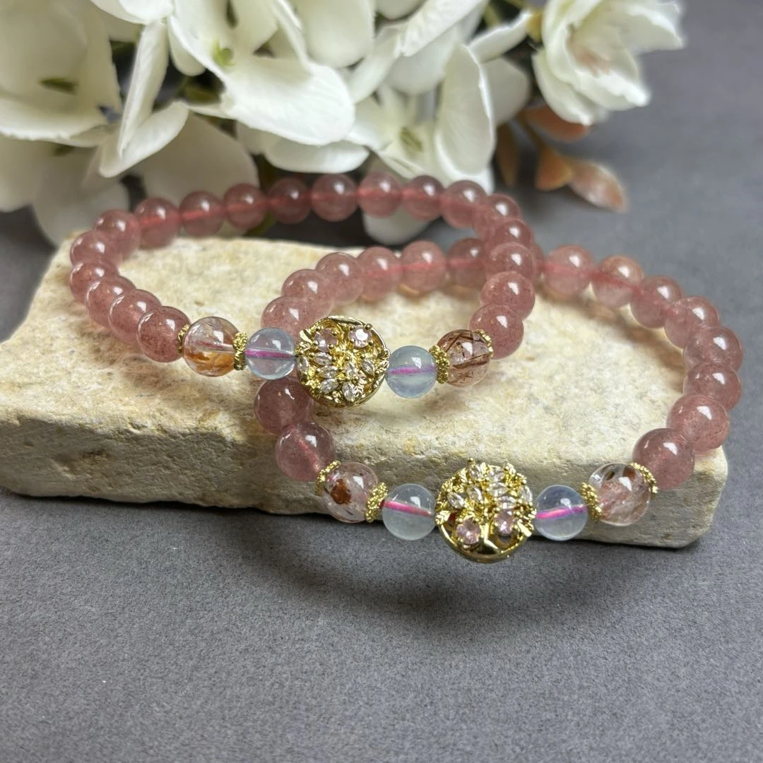 【星浩好物】草莓晶DIY手串QT150H94【多样性发一件】7mm+