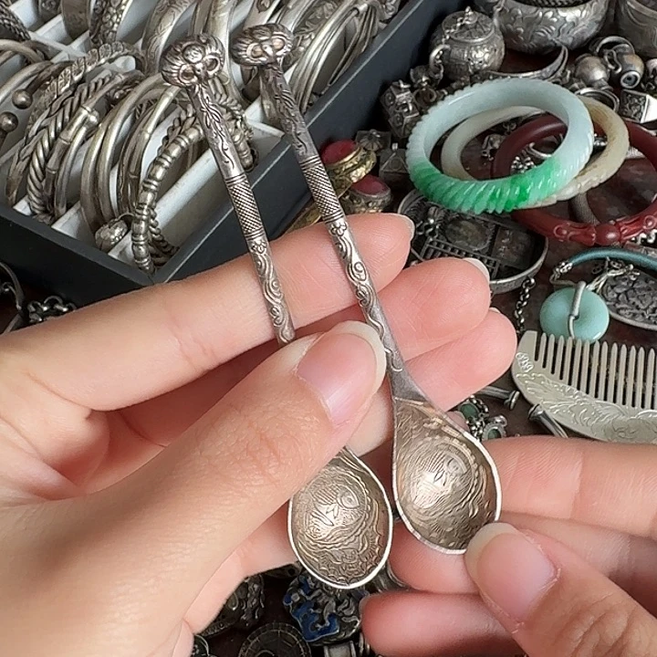 黄***紫足银足银摆件两个