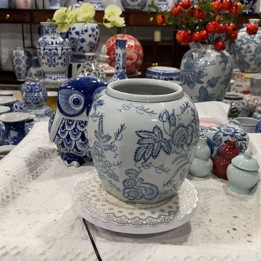 【闪购商品】摆件冰裂纹八角花瓶……