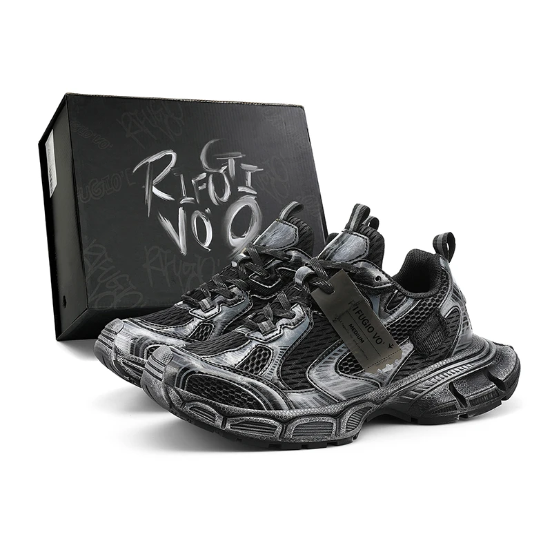 RIFUGIO VO'明星同款老爹鞋新款银色女鞋复古运动鞋厚底增高休闲