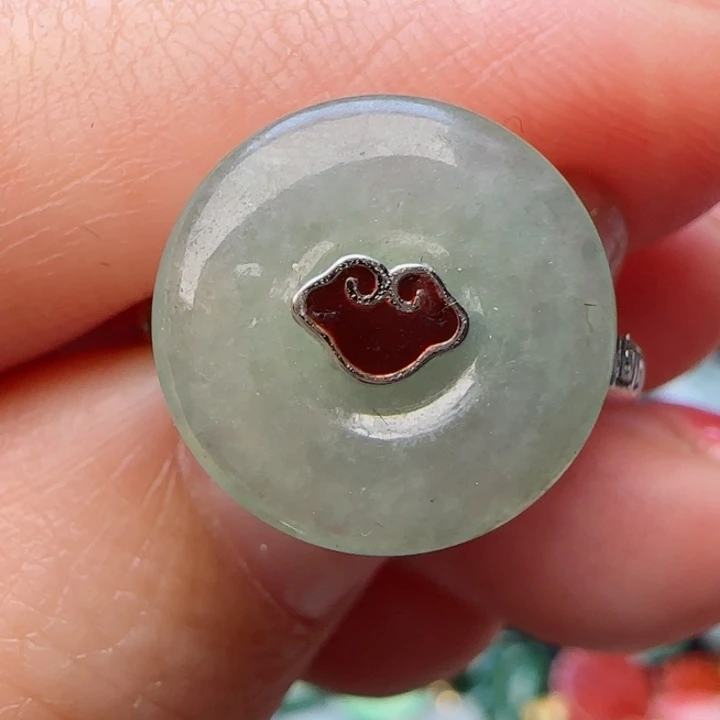 翡翠戒指银S925镶嵌天然A货67