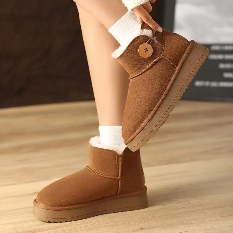 女鞋2024冬季新款厚底防滑雪地靴女加绒加厚棉鞋女款靴子面包鞋