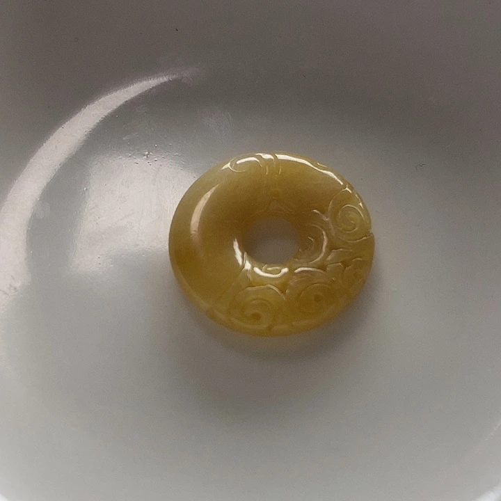 翡翠散珠长22天然黄平安扣