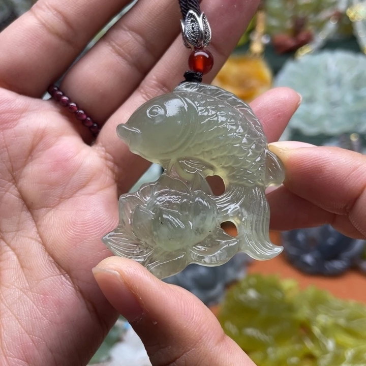未镶嵌岫玉吊坠毛衣链锁骨链