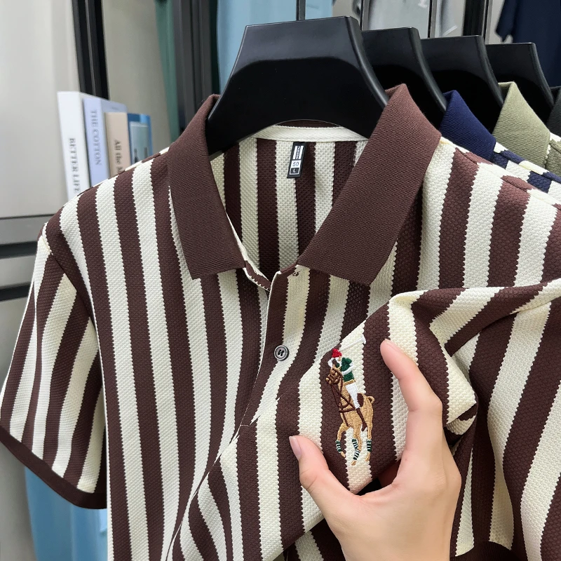 夏季新款高档短袖POLO衫男士休闲显瘦时尚翻领半袖t恤男高级感潮