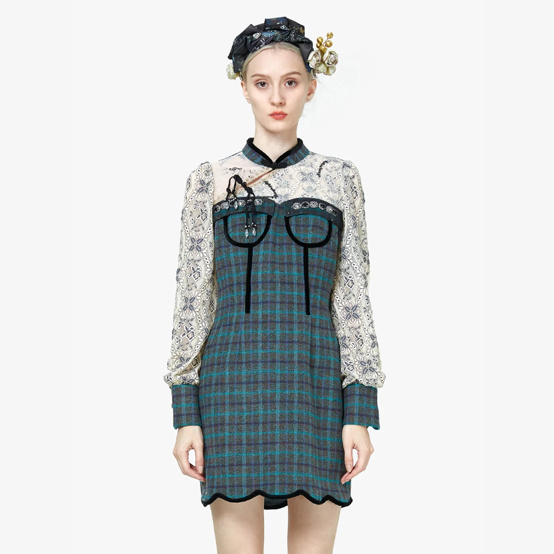 【高高甄选】LULUALWAYS新款中式格纹连衣裙