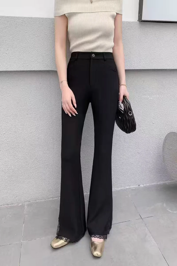 夏季冰感显瘦气质微喇九分裤西裤5239