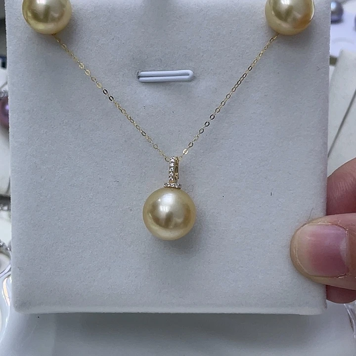 竹***子18K金镶嵌颈饰海水珍珠