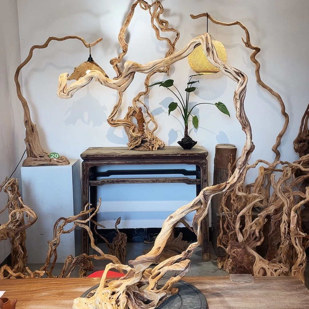 生***识天然根雕陶制艺术品