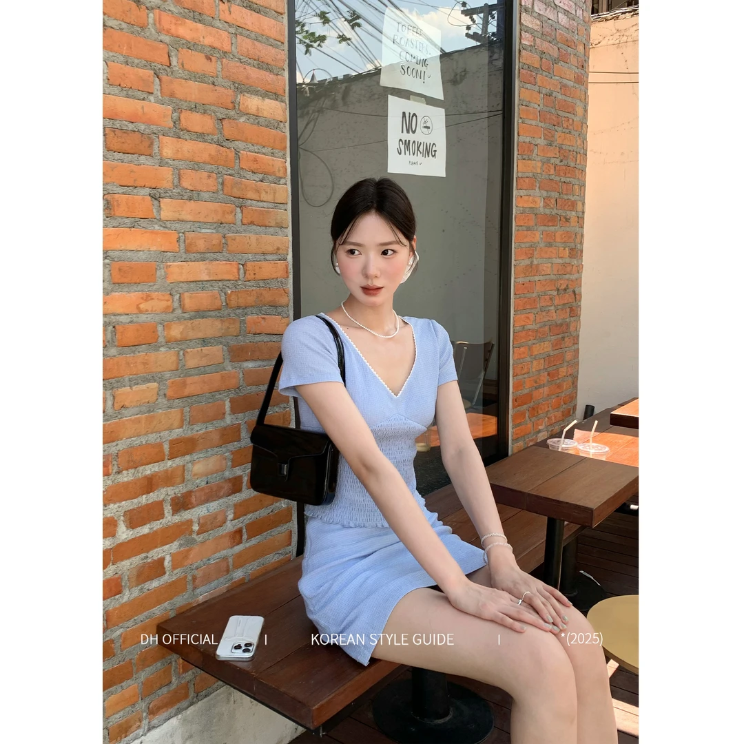 清 DH OFFICIAL 大花【仲夏甜梦 summer】温柔浪漫风修身套装