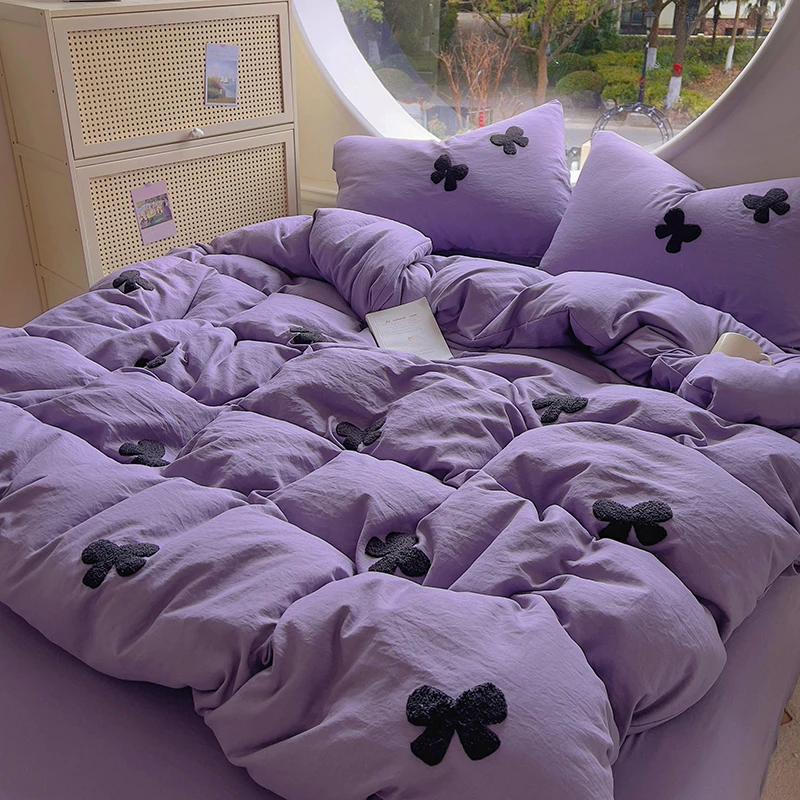 超柔软A类毛巾绣可爱床单四件套床笠被套学毛巾绣加厚床品四件套