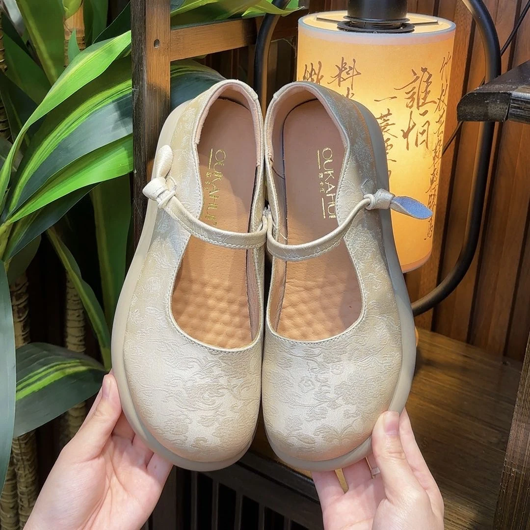 6863秋冬新款单鞋女款妈妈鞋百搭舒适女鞋中老年平底玛丽苏