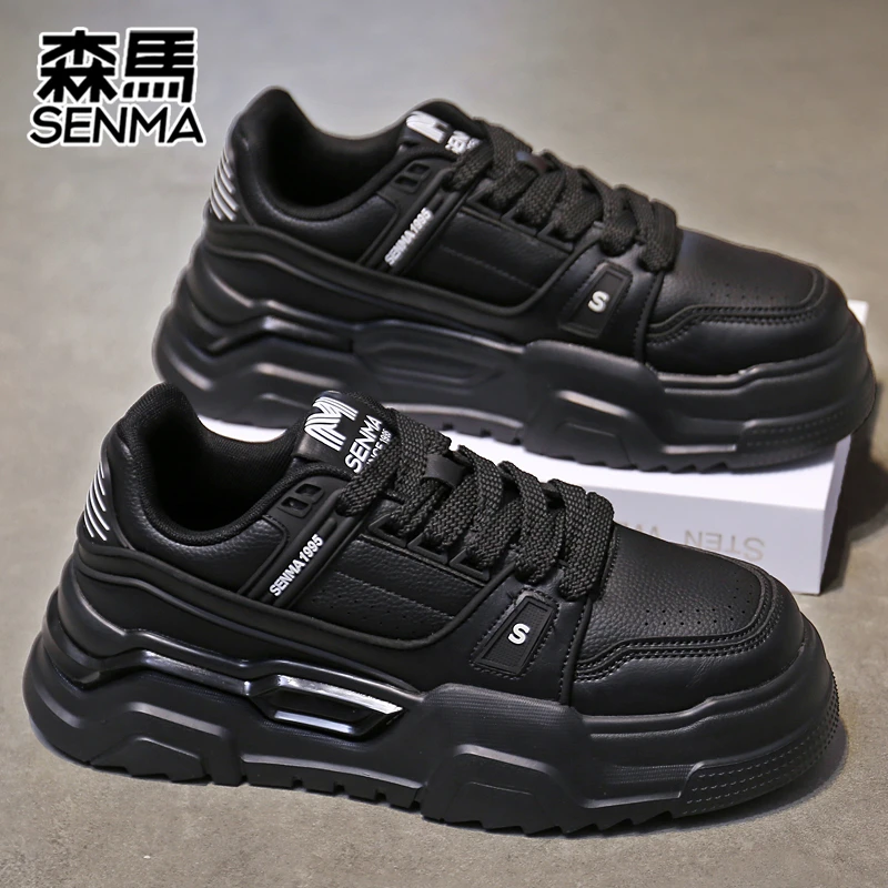 森马鞋子男士复古增高老爹鞋休闲厚底时尚休闲鞋摔纹皮秋季潮流