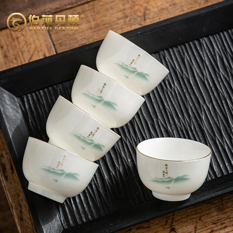 轻舟已过万重山羊脂玉套装喝茶杯礼盒茶具简约家用高档公司中式