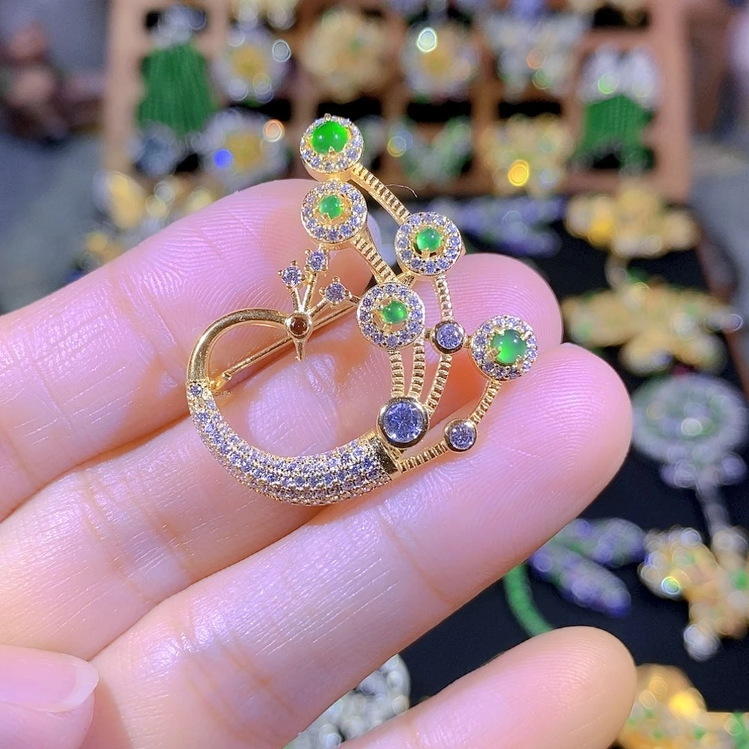 吊坠(不含链)银S925镶嵌翡翠