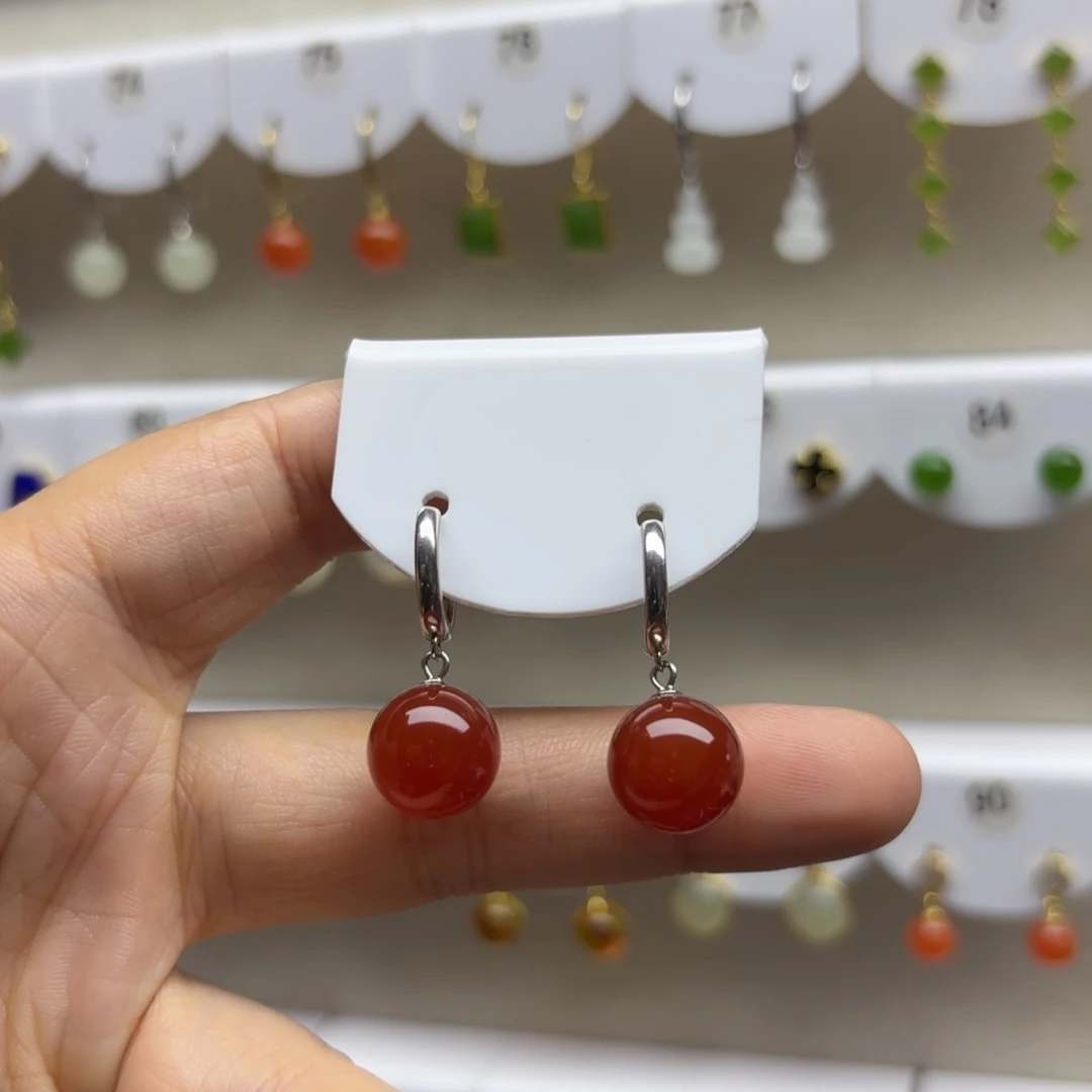 银S925镶嵌耳饰玛瑙/玉髓